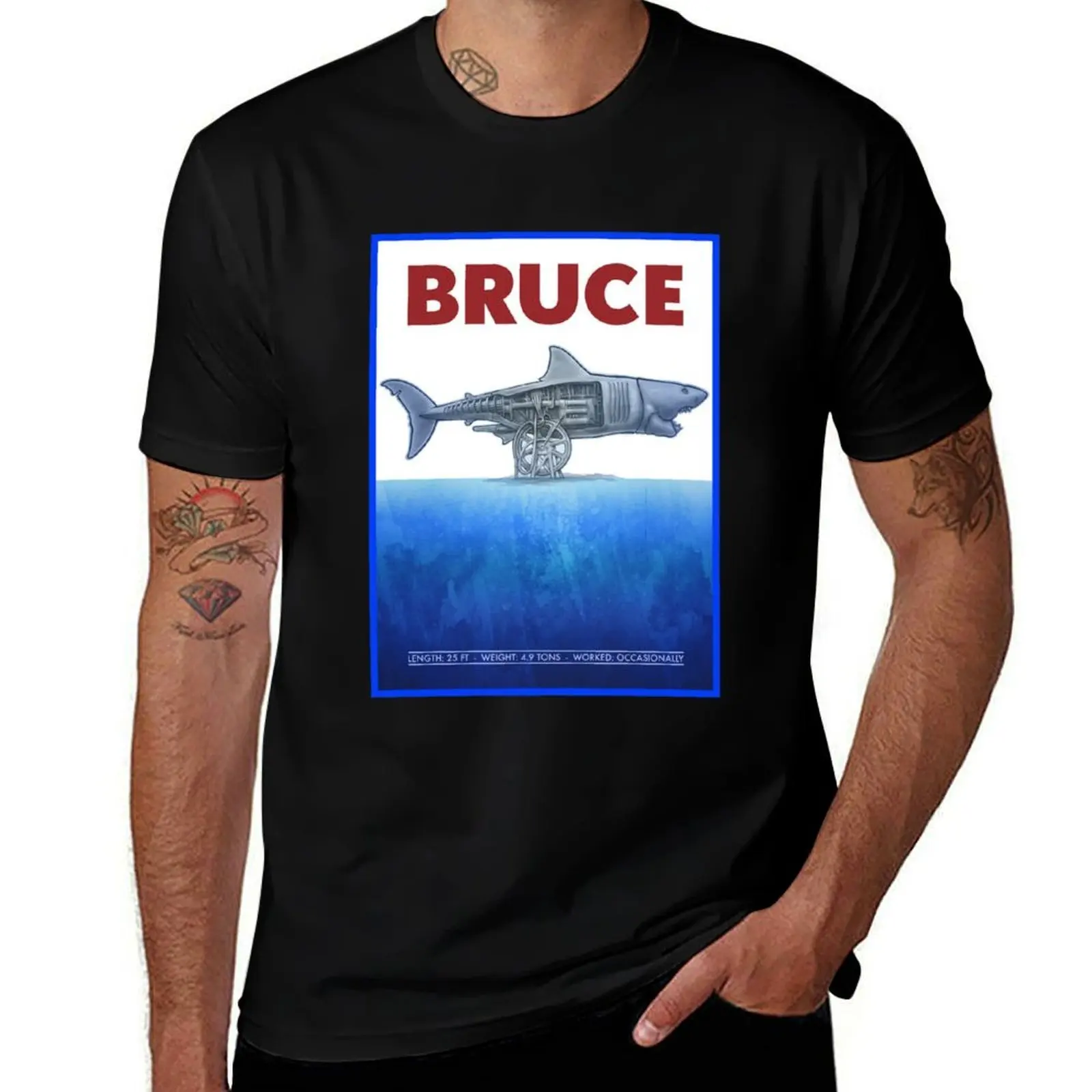 

Футболка Jaws: Bruce the Shark, мужская футболка из 100% хлопка, хлопковые футболки высокого качества, мужская футболка с графическим рисунком