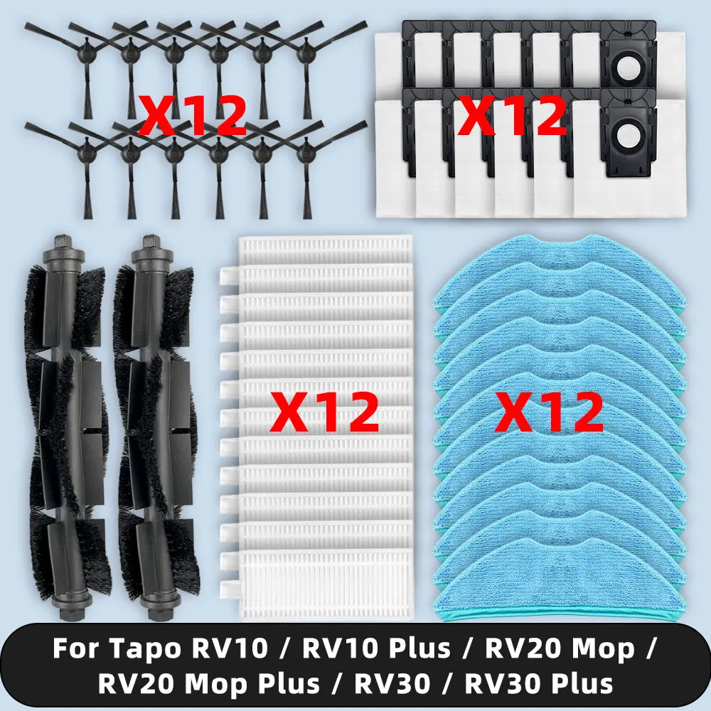 Fit For TP-Link Tapo RV10 / RV10 Plus / RV20 Mop / RV20 Mop Plus / RV30 / RV30 Plus Parts Filter Main Side Brush Mop Dust Bag