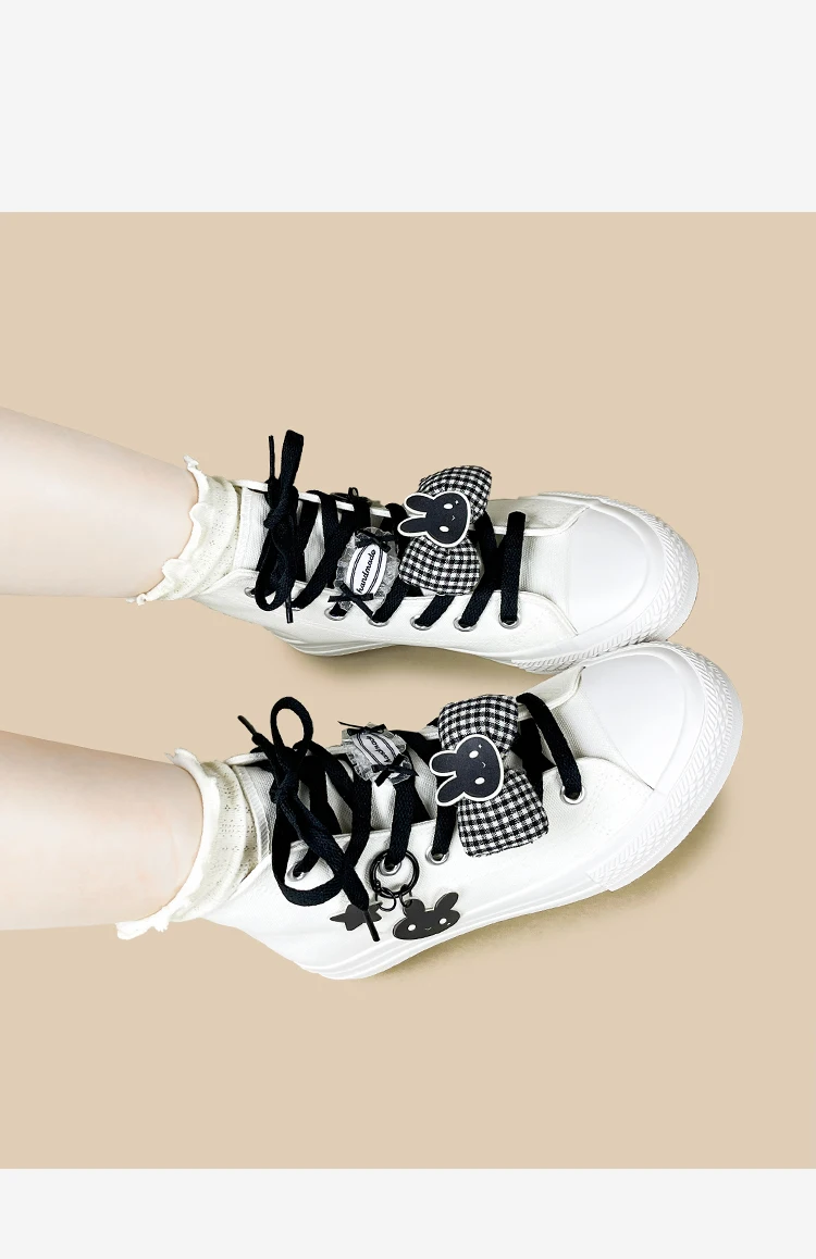 Amy and Michael Sweet Lolita Flache High-Top-Canvas-Sneaker für Damen, Niedliche Schleife, Schnürschuhe, Freizeitschuhe für Mädchen, Alltagsschuhe – Detail 7