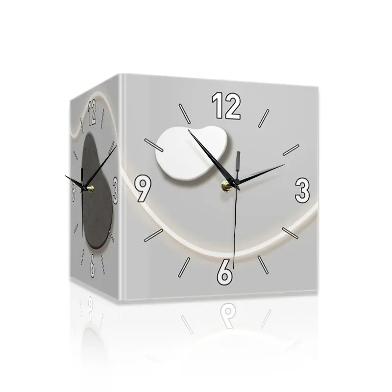 

Time comes and goes, wall clock, living room advanced sense, no punching, corner double-sided creative clock led light wall,