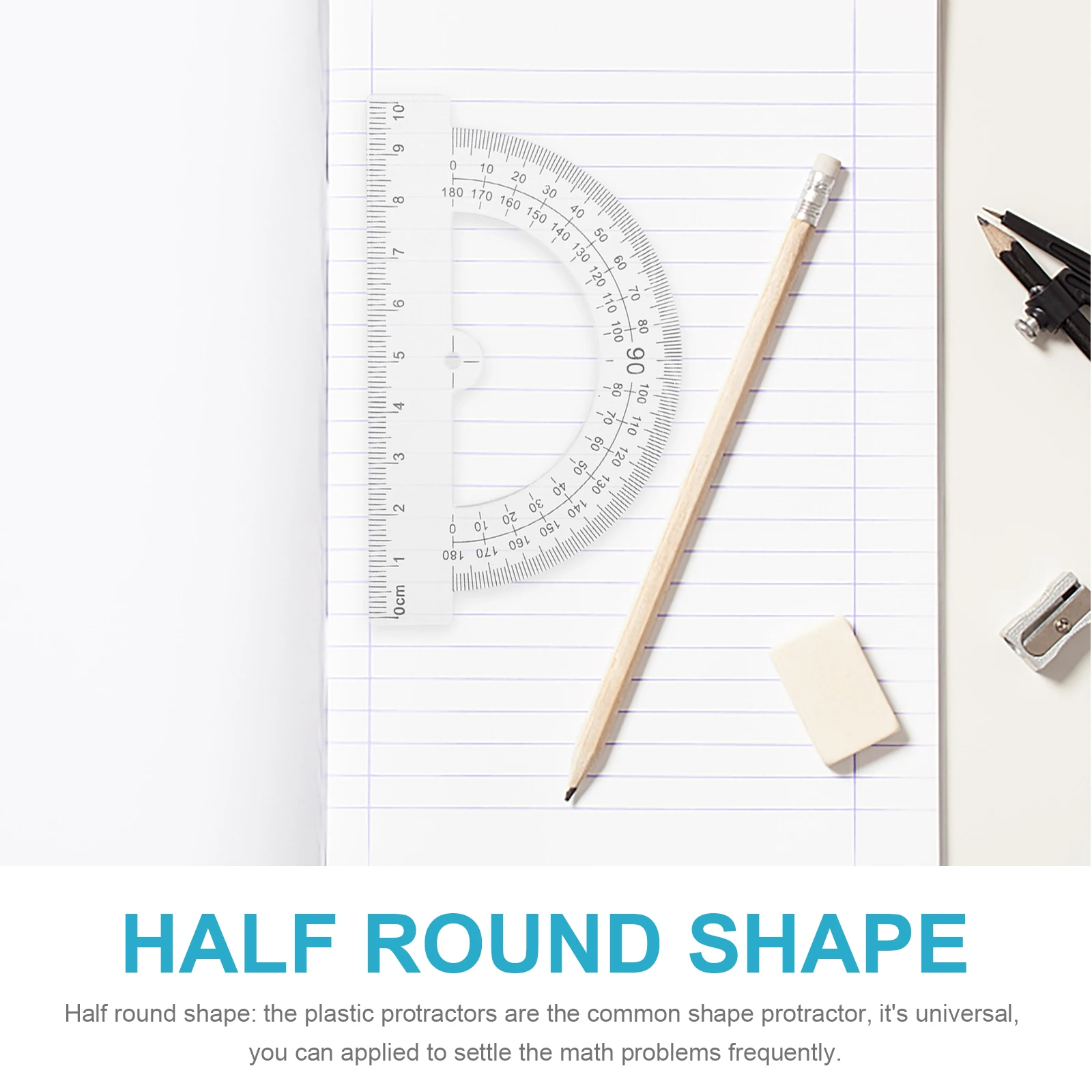 

Protractor Drawing Tool Half Round Head Angle Ruler for Student Drafting Tools Math Bulk