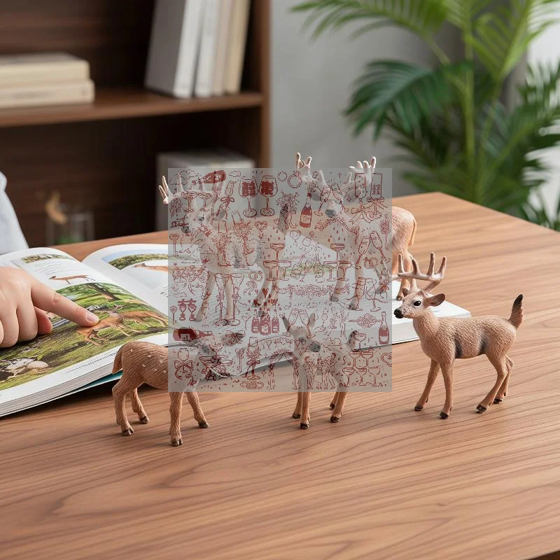 Deer Family Fox Miniature Artificial Animals Figures For Terrarium Miniature Animal Figurine Sika Deer Ornament