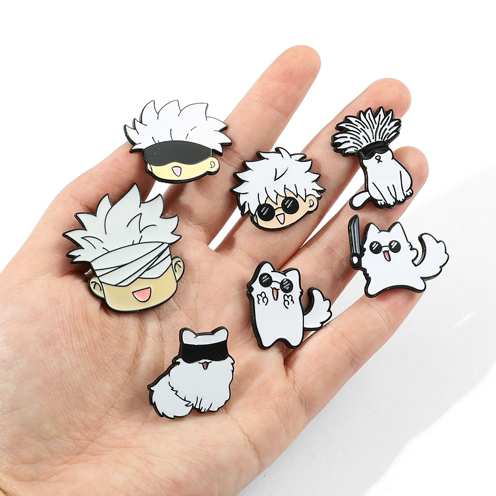 Gojo Satoru Cats Enamel Pin Kawaii Anime Role Eye Mask Cute Manga Brooches Badge Jujutsu Kaisen Anime Accessories For Backpack