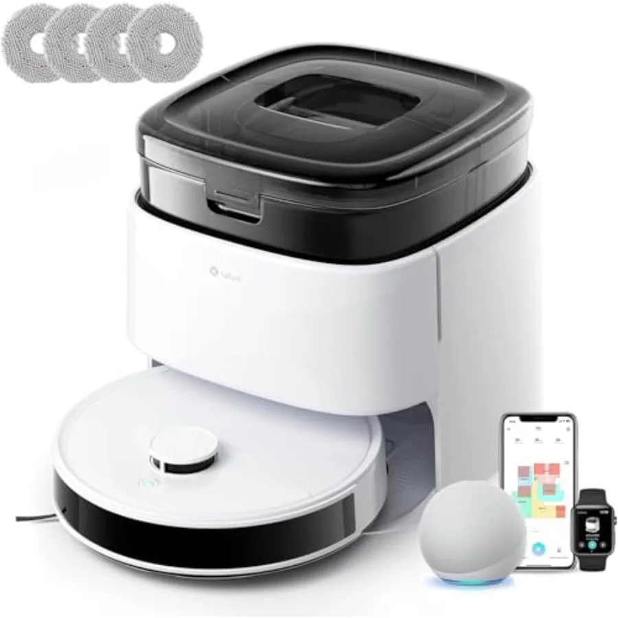 LiDAR Robot Vacuum and Mop 15000Pa Suction 90-Day Self-Emptying Obstacle Avoidance Auto Mop Washing Drying All-in-One for Pet H