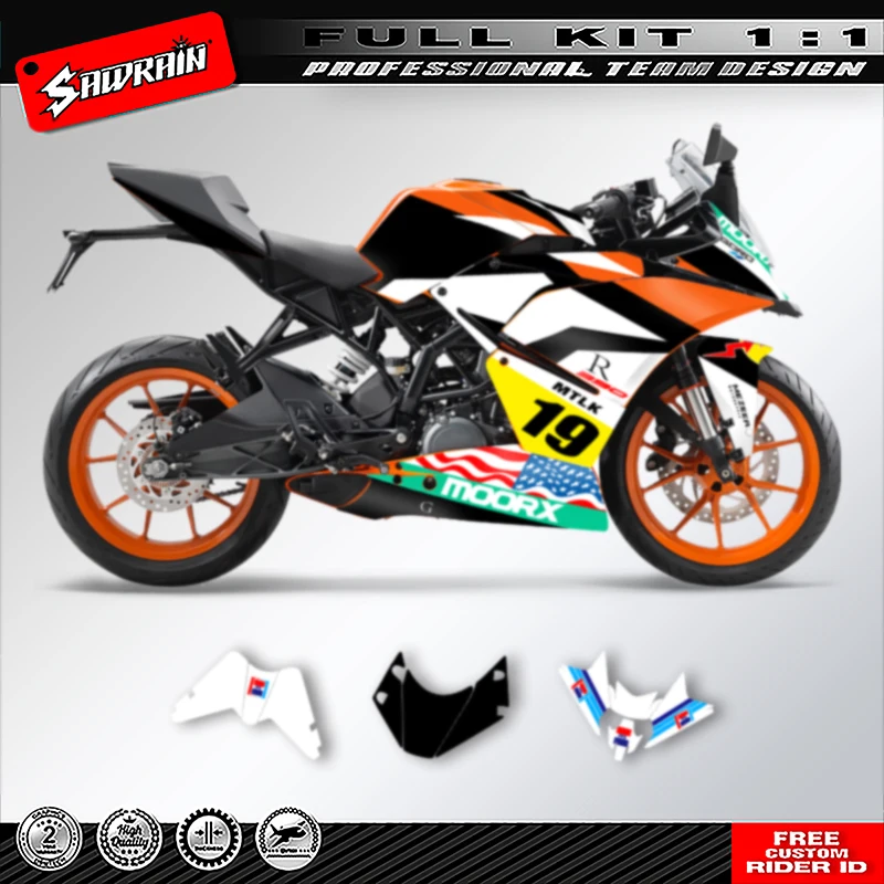 

Sawrain Motorcycle Graphics Backgrounds Decals Stickers Kit Number Name Custom For KTM RC250 390 2014 2015 2016 002
