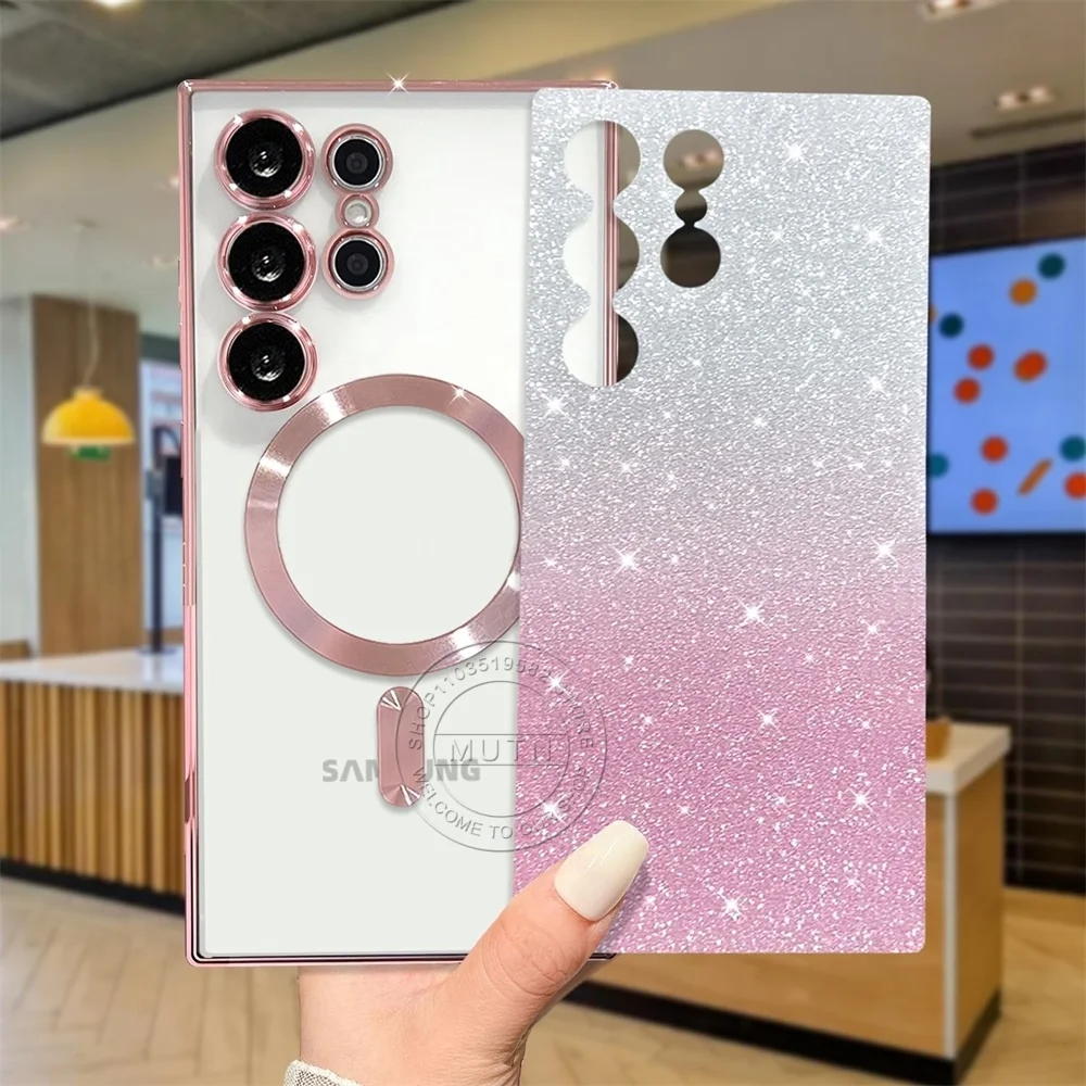For Samsung Galaxy S24FE S23FE S21FE S20FE S20 S21 S22 S23 S24 S25 Plus Note20 Ultra FE Glitter Case Magsafe Soft Bling Cover - náhled 2