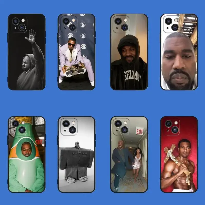 K-kanye West Famous Singer funda de teléfono para iPhone 11, 12 Mini, 13, 14, 15 PRO, XS, MAX, X, XR, 6, 7, 8 Plus, carcasa negra