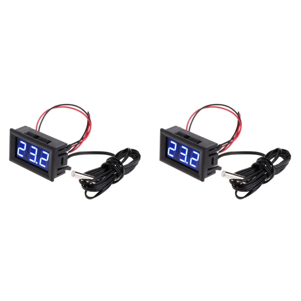 

0.56in LED Digital Temperature Sensor Module DC5-12V Thermometer w/ Probe(Blue)