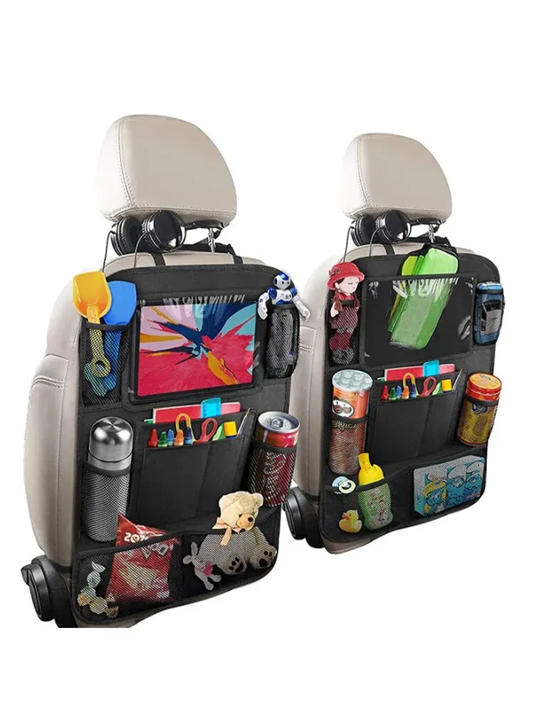 1pcs Car Seat Back Organizer 9 Storage Pockets with Touch Screen Tablet Holder Protector for Kids Children Car Aco Essories