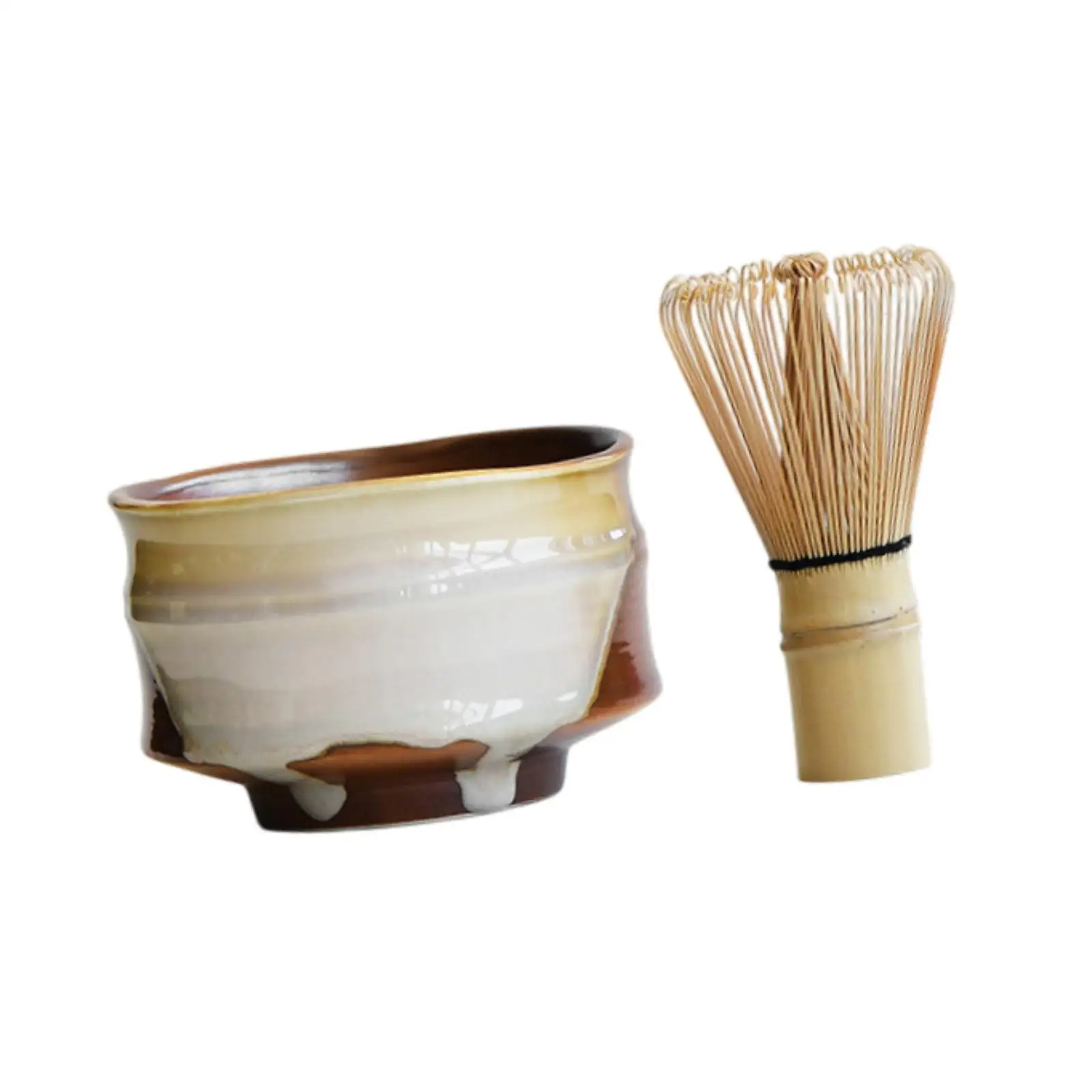 Matcha Bowl Ceramic Japanese Tea Bowl Handcrafted Chawan Set with Whisk for Classic Tea Ceremony