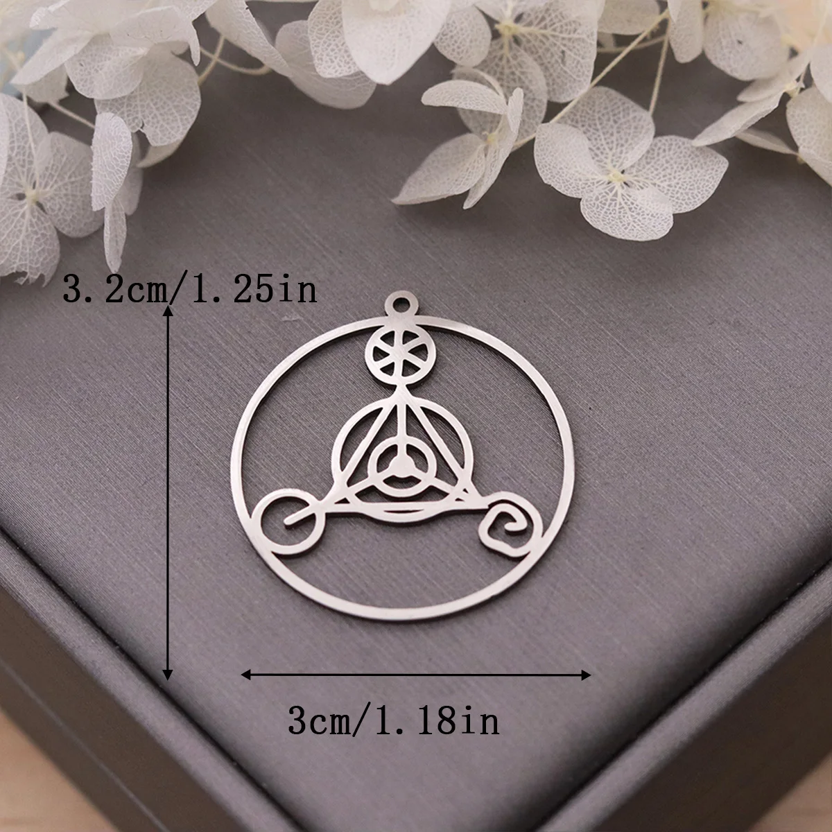 3pcs Stainless Steel Sacred Symbol Round Charms Geometric Alien Glyph Pendant For DIY Jewelry Making Earrings Necklace