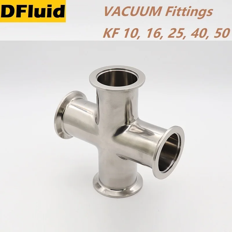 

304 Stainless Steel KF10/16/25/40/50 CROSS 4-way VACUUM Fittings High Quality Quick Flange Fittings For VACUUM Pumps Pipeline