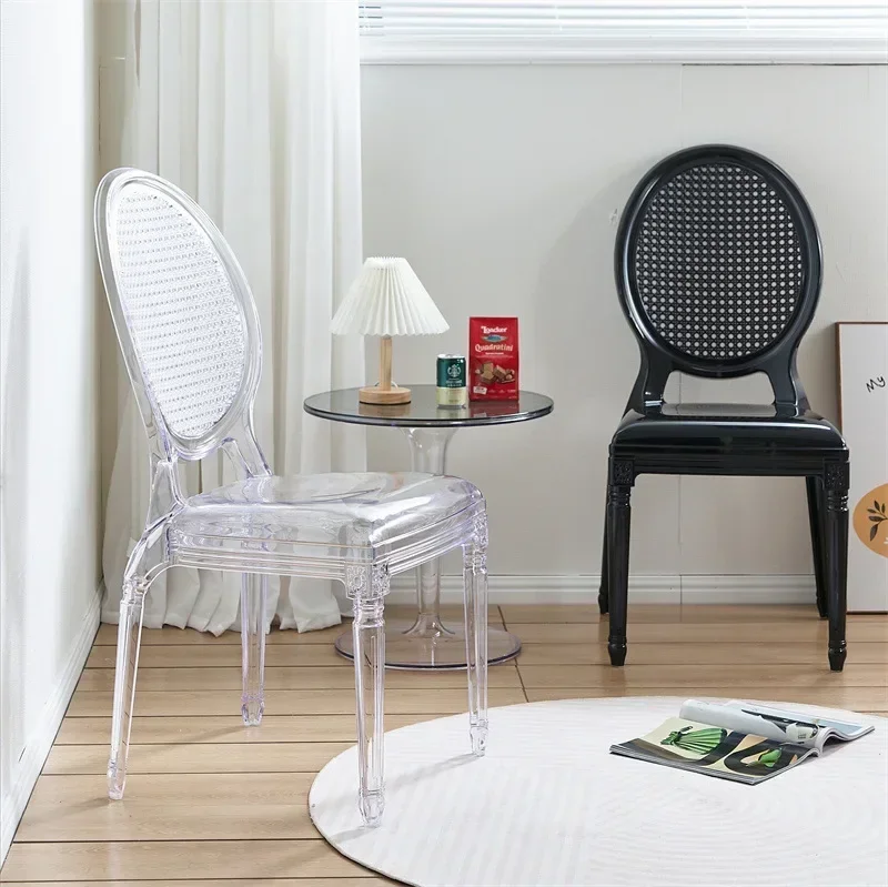 Nordic style transparent ghost chair, black and white hollow design PC material texture transparent crystal translucent