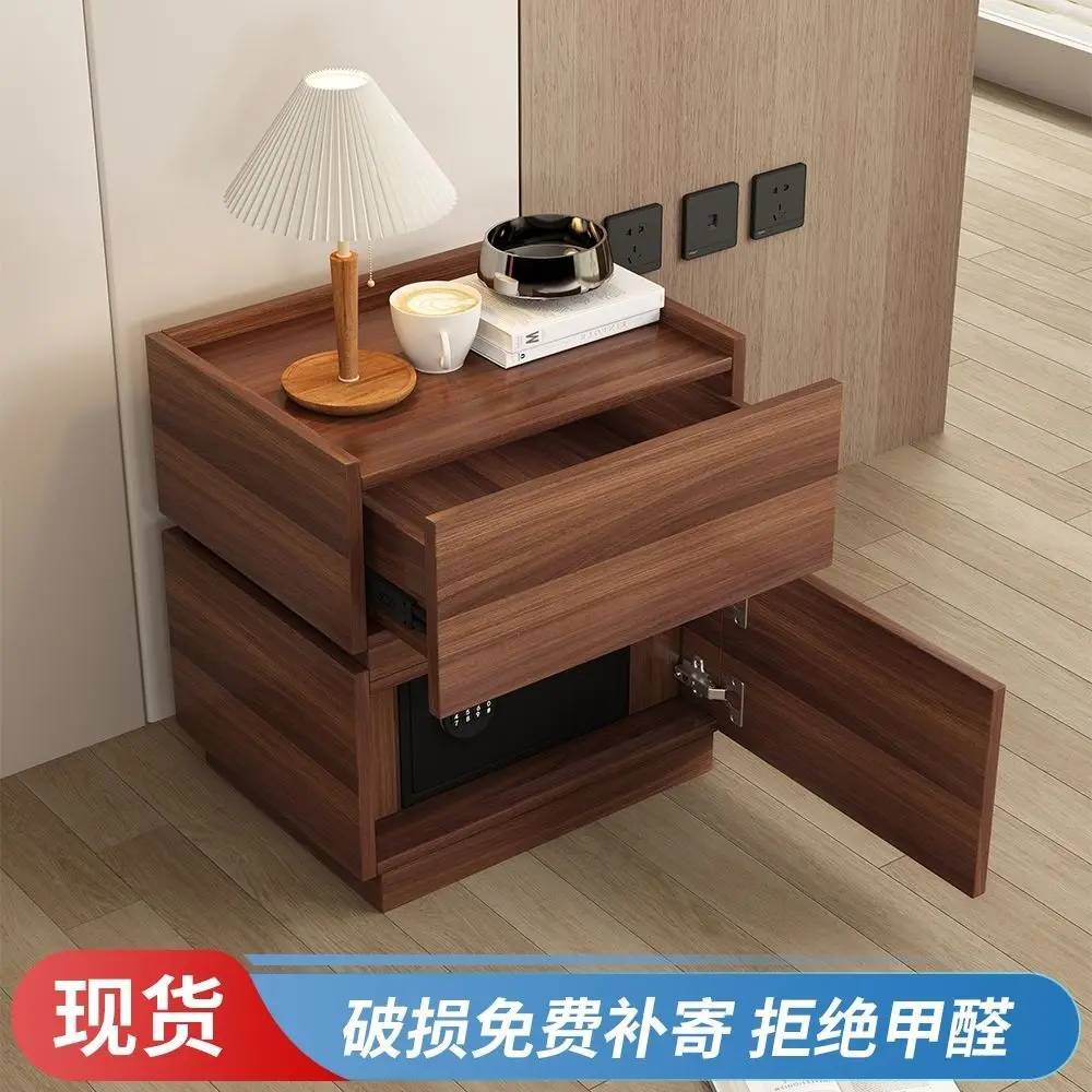 Bedside table with safe, safe integrated locker, light luxury password lock, bedside table 2026 new all solid wood