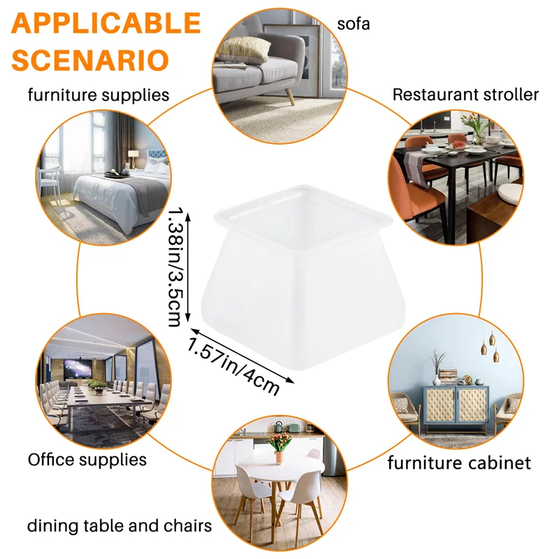 32 Uds. Cubierta protectora de silicona para muebles, protectores cuadrados de silicona para patas de silla, gorros para patas de silla, patas de mesa y muebles
