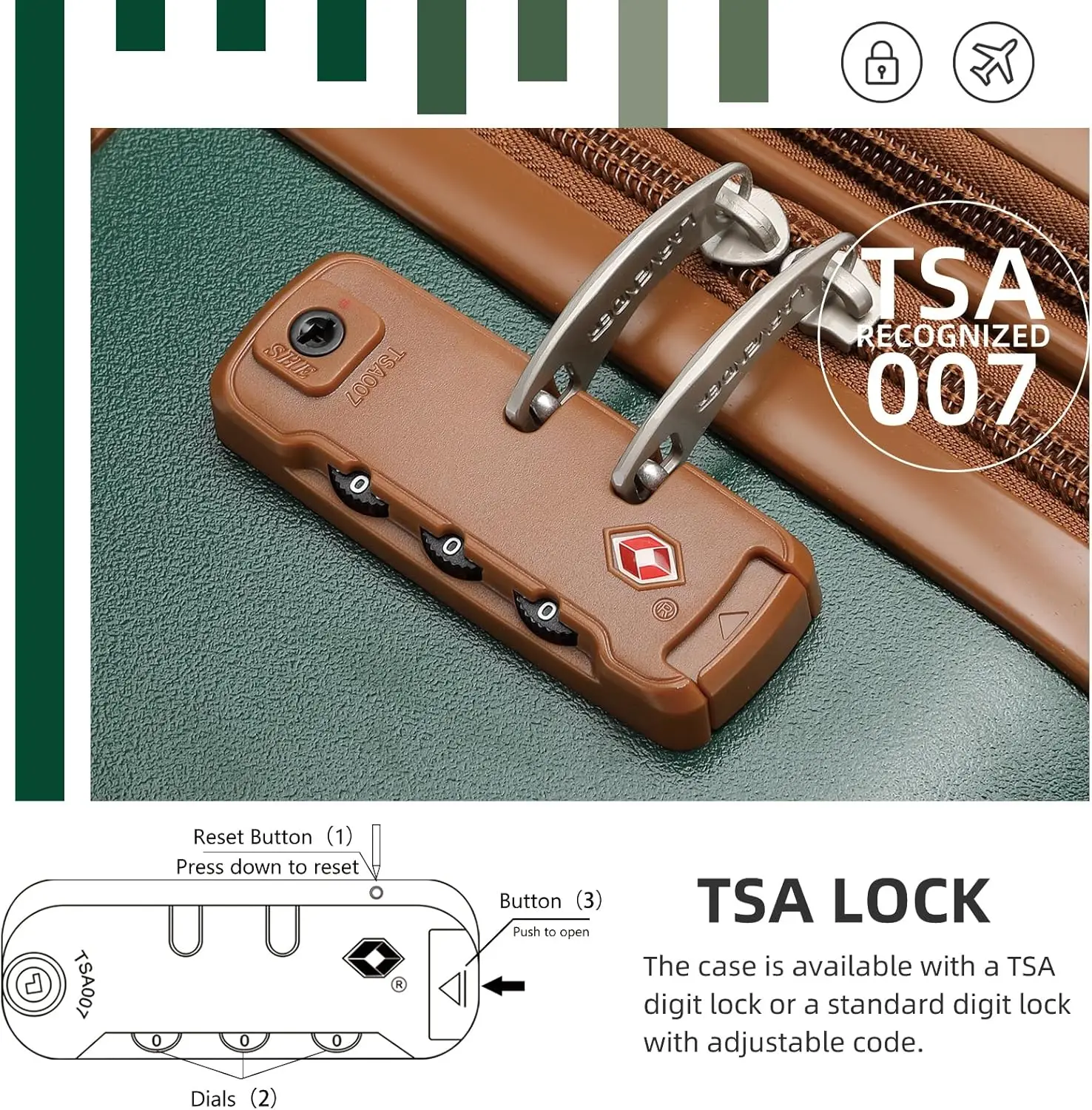 LARVENDER Luggage Sets 3 Piece Expandable Carry on Luggage 22x14x9 Airline Approved Hardshell Suitcase with Wheels TSA Lock, Lig