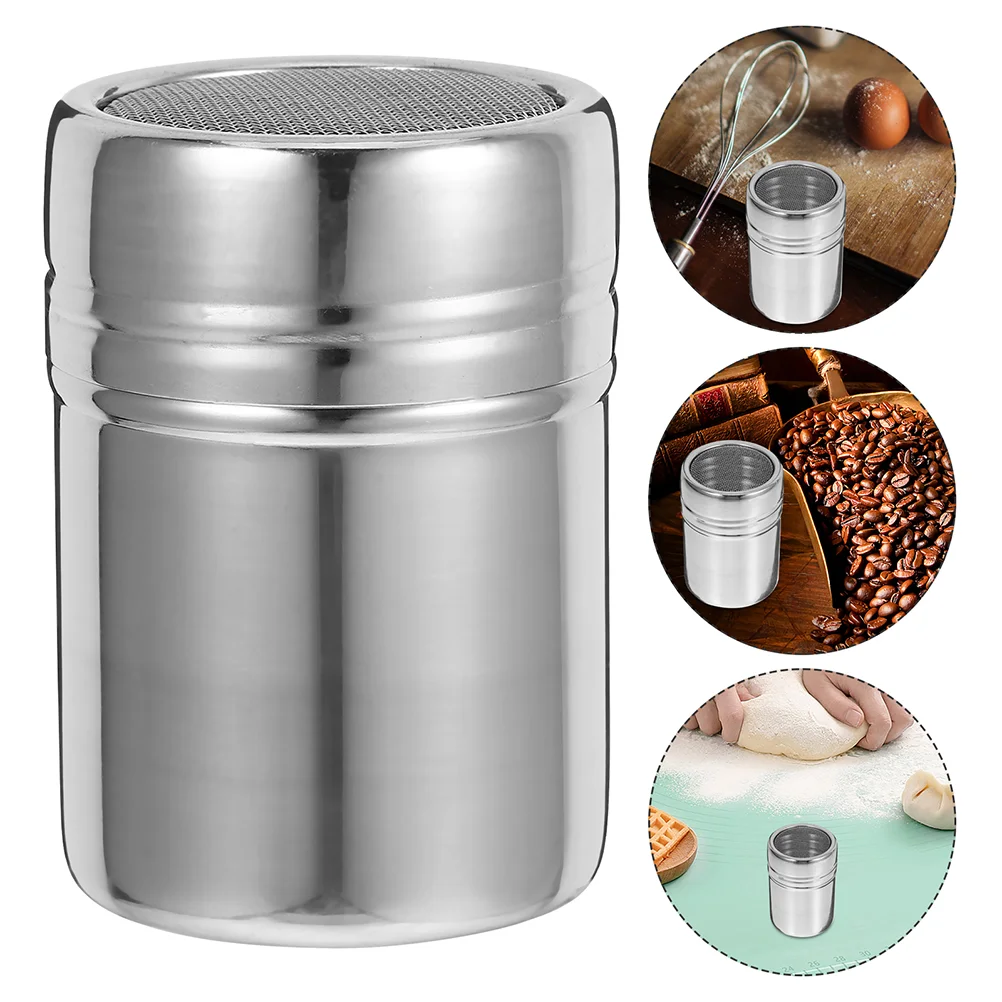 Coffee Sieve Stainless Steel Sugar Powder Shaker Popcorn Salt Duster with Lid Cocoa Sprinkler