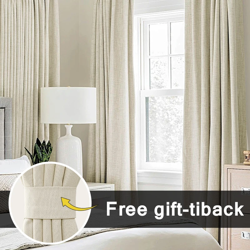 Custom Size Linenv 100% Blackout Curtains For Bedroom Living Room Window Treatment Solid Color Thermal Curtains for Kitchen