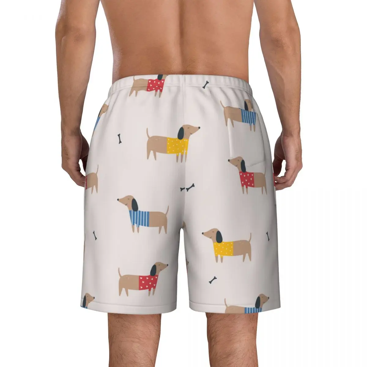 Bathing Suit Cartoon Sausage Dachshund Dog Board Shorts Summer Animal Beach Short Pants Male Sportswear Quick Dry Swim Trunks