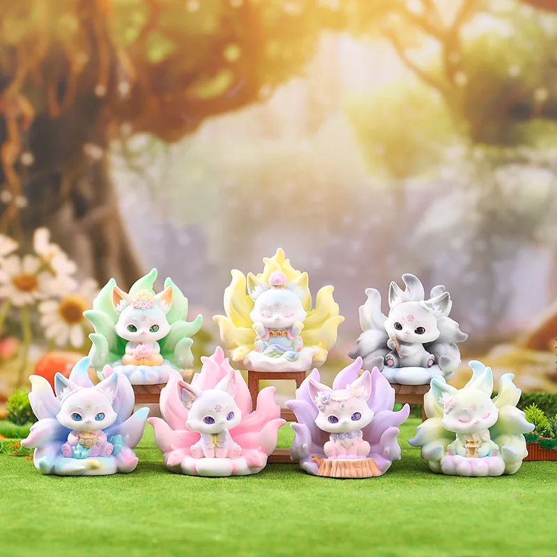 

Original Eastern Poetry And Painting Nine-Tailed Fox Blind Box Mini Flocking Process Style Ornament Model Toys Mystery Box Gift