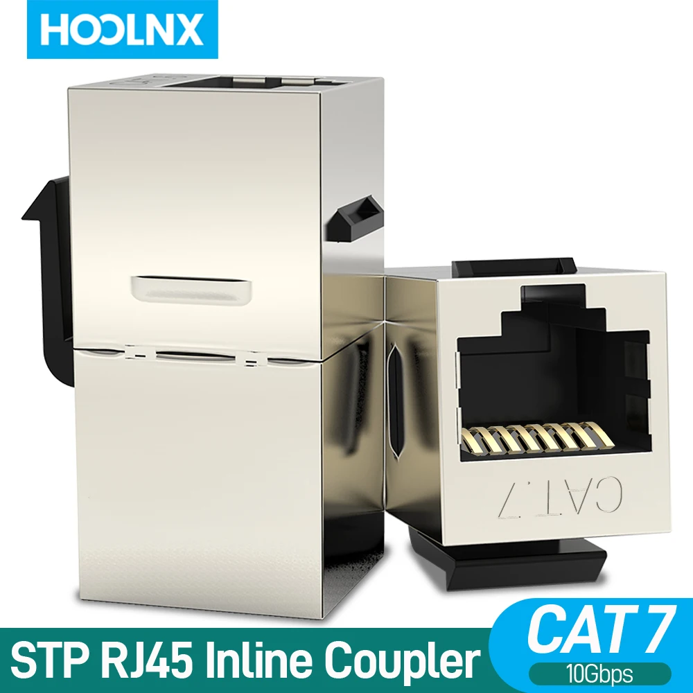 HOOLNX Keystone Coupler Jack, CAT7 CAT6A CAT6 RJ45 Inline Coupler, Shielded RJ45 Straight-Through Lan Ethernet Module Adapter