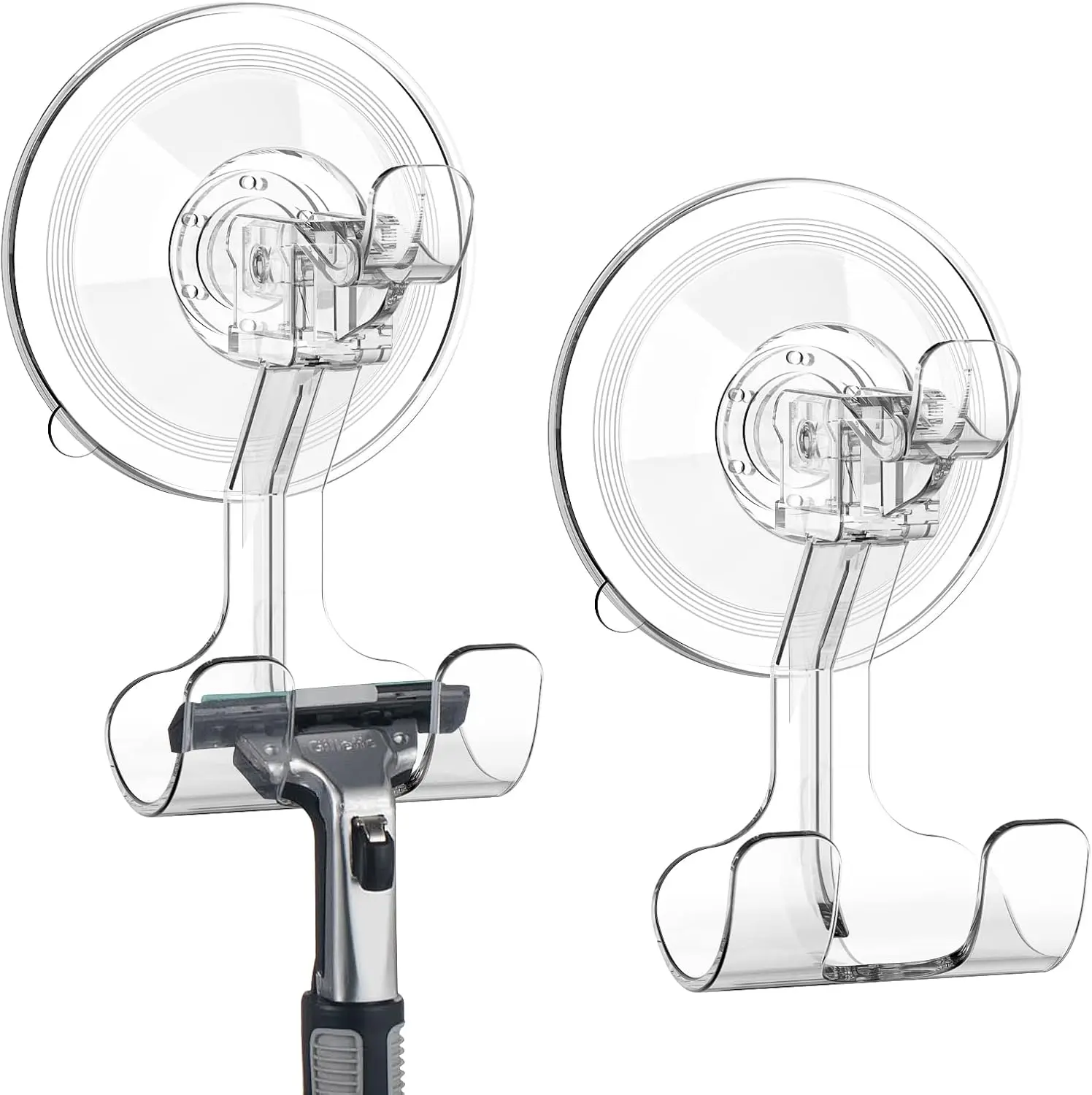 

Large Suction Cup Hooks, 2-Pack Heavy Duty Reusable Vacuum Shower Hook for Bathroom Kitchen Towel Loofah Sponge Key Shaver