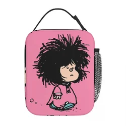 Mafalda Merch Insulated Lunch Bag For Picnic Quino Argentina Cartoon Storage Food Boxes Portable Thermal Cooler Lunch Box