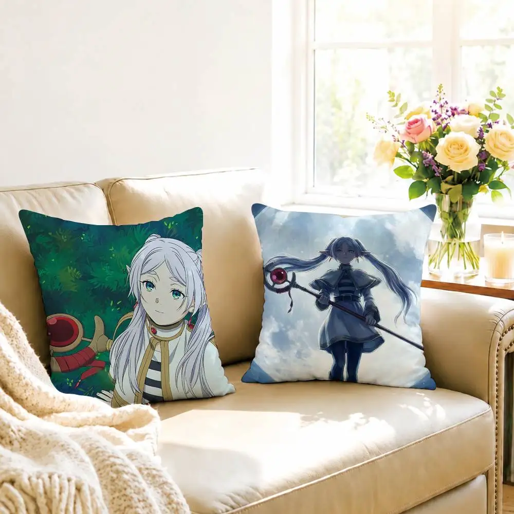 A-Anime Sousou no Frieren Square Double-Sided printed Pillow Case Bedroom Bedside Pillow Sofa Cushion Cover Gift
