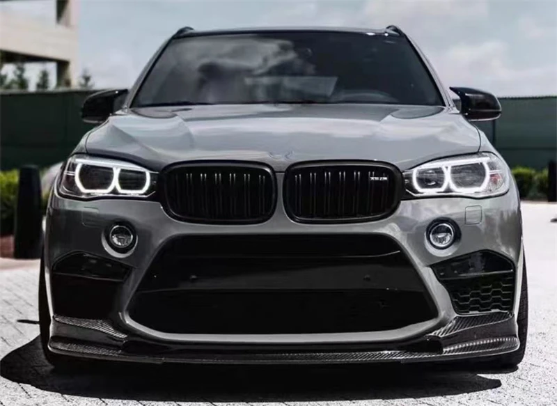 ل BMW F85 F86 X5M X6M 2014 2015 2016 2017 ReaI ألياف الكربون الجبهة حافة مصد السيارة المفسد عدة