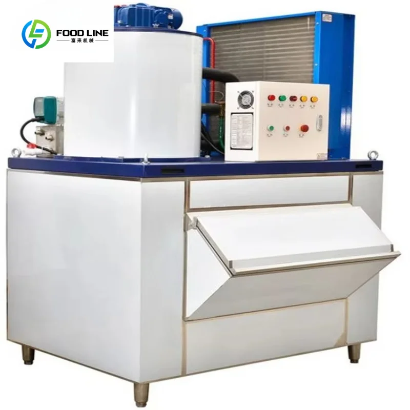 1 Ton Flake Ice Machine Best for Seafood Fresh Fish Display Industrial Ice Maker for Fishing Boat Custom