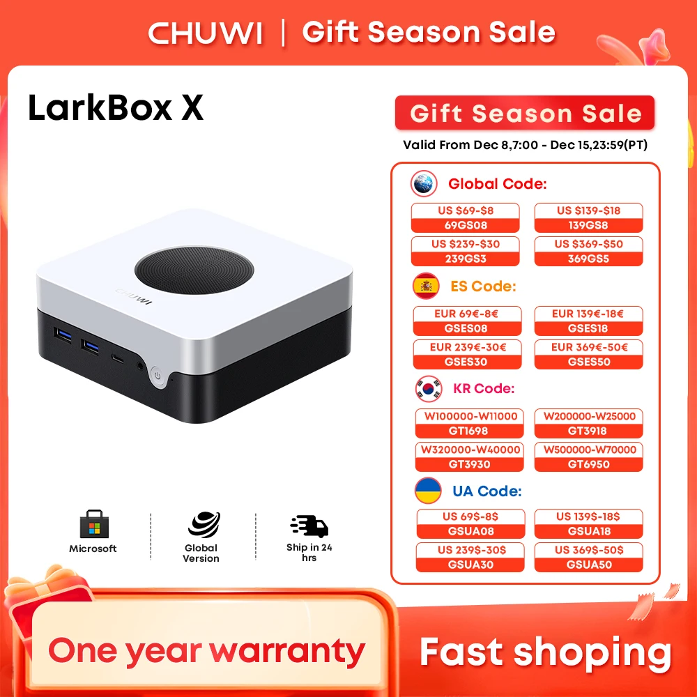 CHUWI LarkBox X N100 미니 PC 인텔 게임 PC UHD 그래픽, 12 세대 인텔 프로세서, 12GB RAM, 512GB SSD, WiFi 6 데스크탑 컴퓨터용