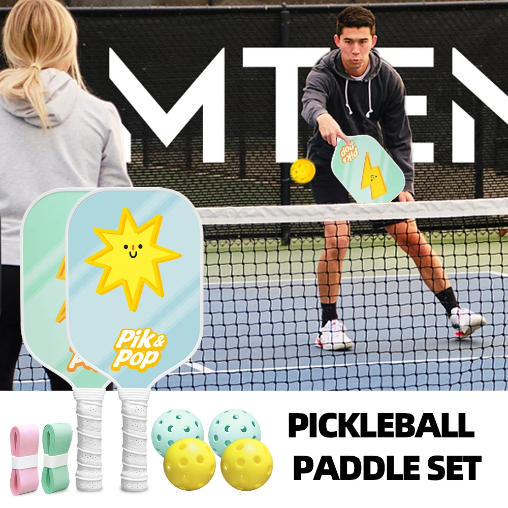 Pro Performance Pickleball Paddles (2-Pack) with Honeycomb Core for Ultimate Control & Power, Includes 4 Pickleballs & Portable