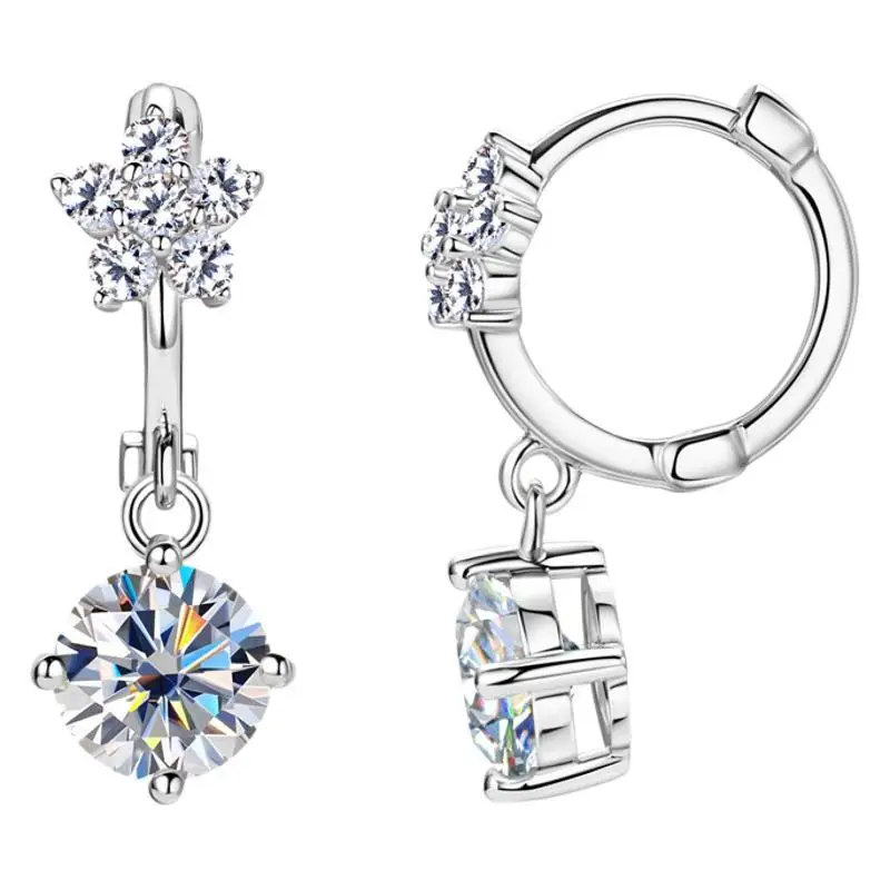 1ct D Color Moissanite Stud Earrings For Women Top Quality 100% 925 Sterling Silver Sparkling Wedding Jewelry