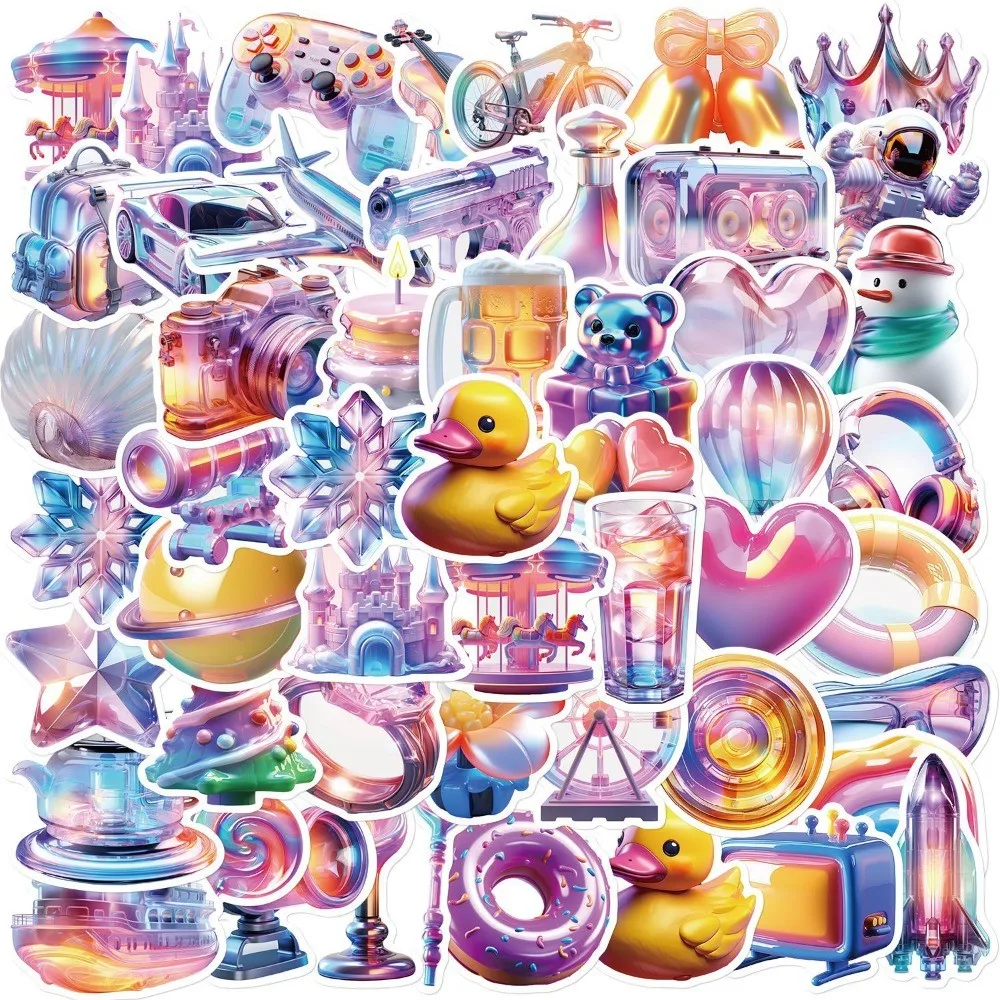 50-teiliges Set ohne Duplikate: Einzigartige 3D-Geschenkserie-Graffiti-Aufkleber – wasserfeste DIY-Dekoration für Wasserflaschen, Skateboards