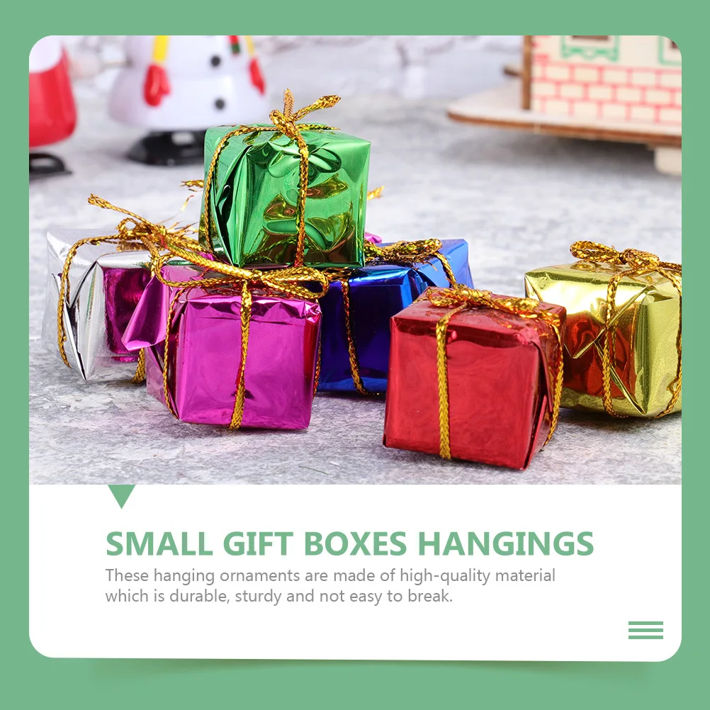 

120Pcs Christmas Hanging Ornaments Mini Gift Box Pendants Decorations for Xmas Tree Outdoor Indoor Festive Setup