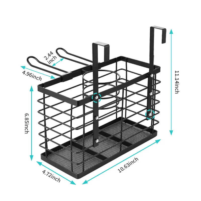 Kitchen Organizer Hanging Cutlery Drainer Storage Holders Adjustable Height Bathroom Hair Dryer Curling Iron Comb Storage Rack