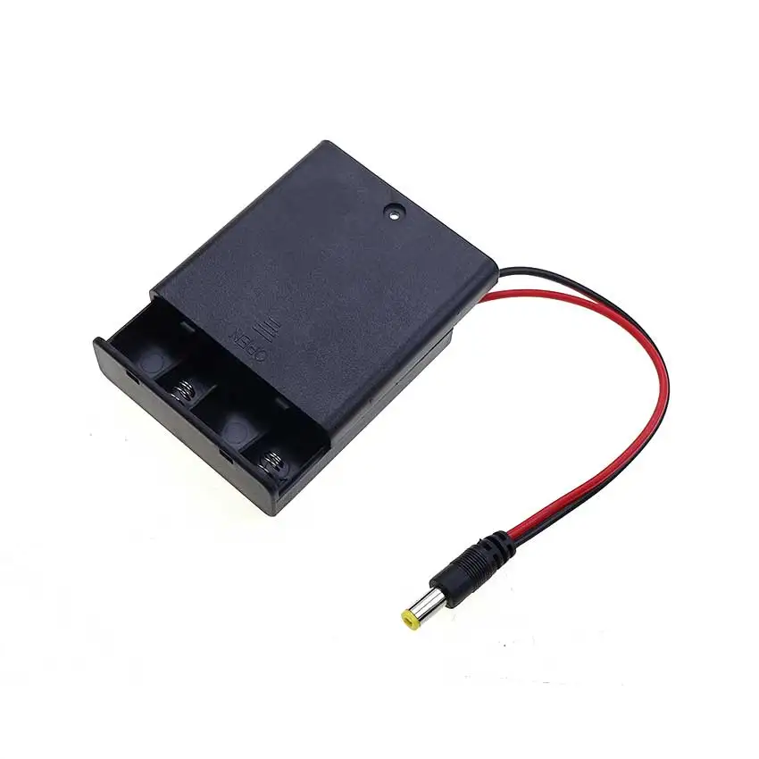 JCD 4 Slot AA Battery Storage Cover Box Shell Bracket With Leads DC 5.5*2.1mm PH2.0 XH2.54 SM DuPont Cable Battery Holder