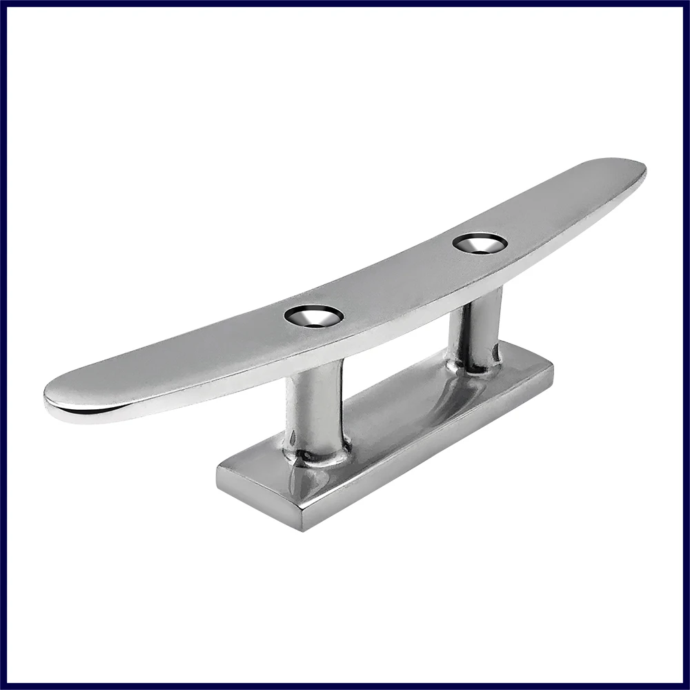 

8 inch 10 inch Marine Bollard 2 Holes Boat Mast Mooring Cleat 316 Stainless Steel Boat Cleat Flat Cleat For Marine Boat Deck