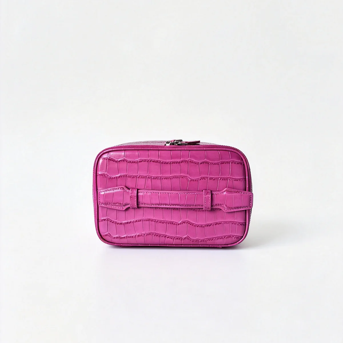 Neue Rosenrote Echte Krokodilleder-Textur Kosmetiktasche Große Kapazität Reise-Tragbare Handtasche Organizer Make-up-Tasche Etui – Detail 8