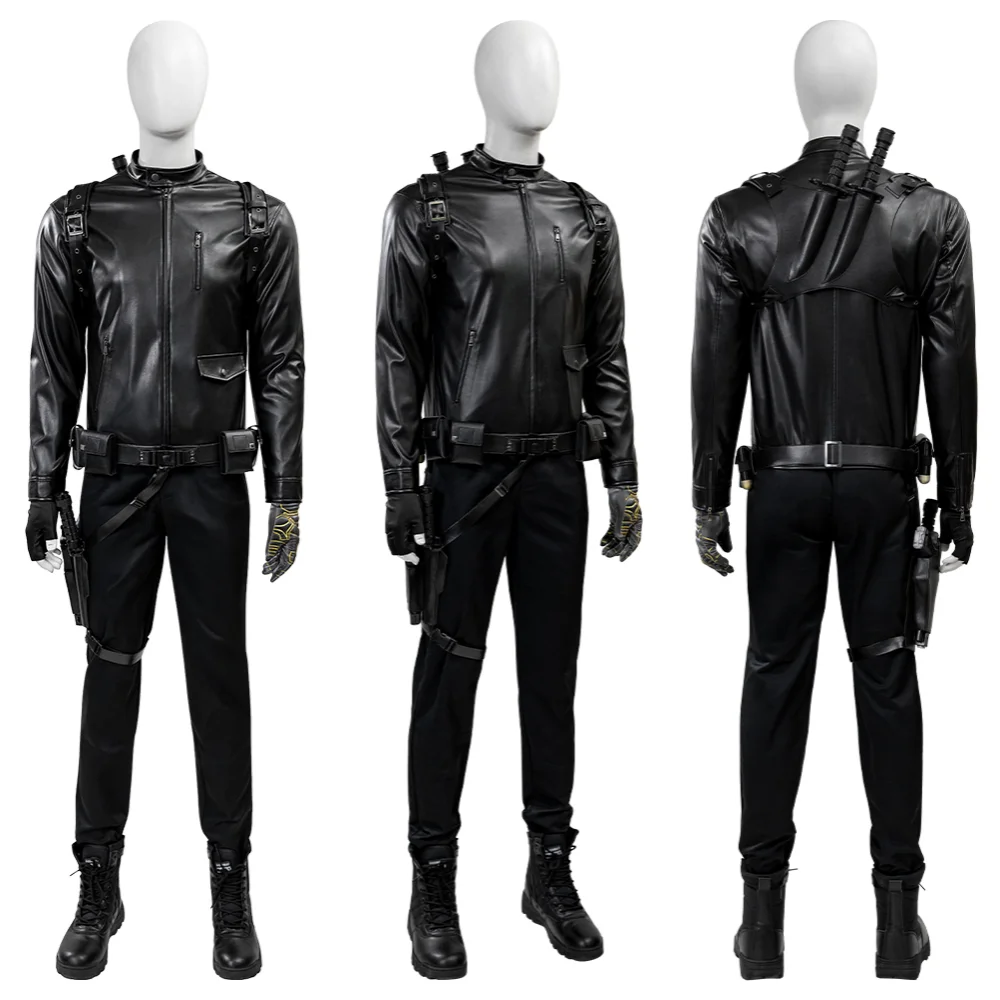 

Bucky Barnes Cosplay White Wolf Winter Black Leather Soldier Cosplay Costume Full Set and Individual Items Are Sold Custom Size