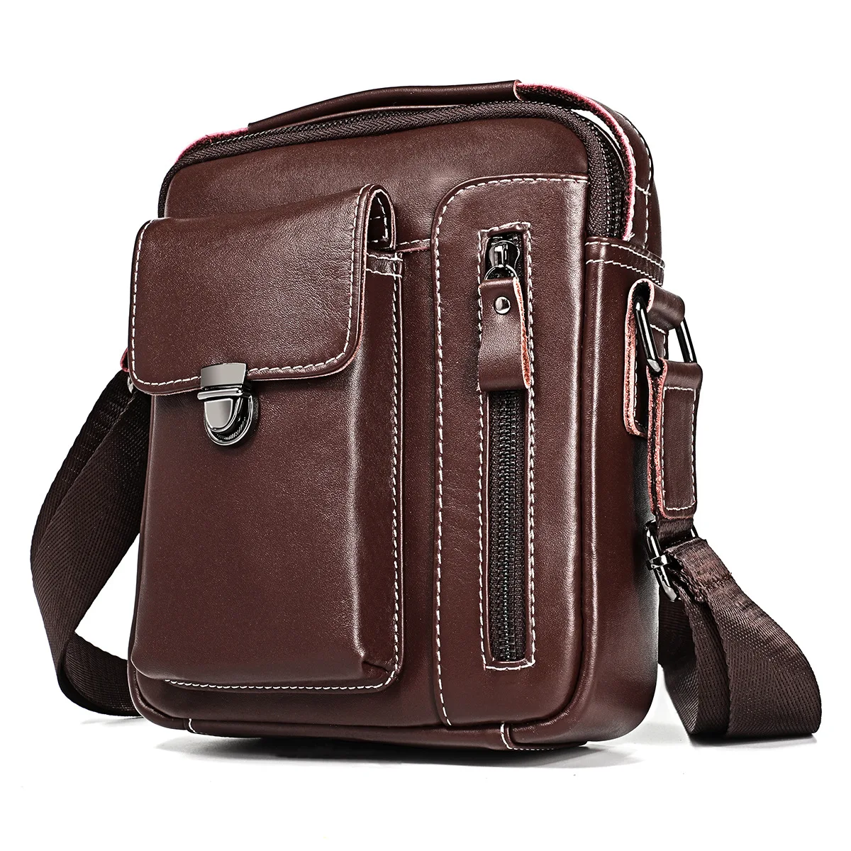 Vintage Man Handbag Genuine Leather Men's Shoulder Bag Vertical Crossbody Bag Casual Tote Crossbody Bag For Men