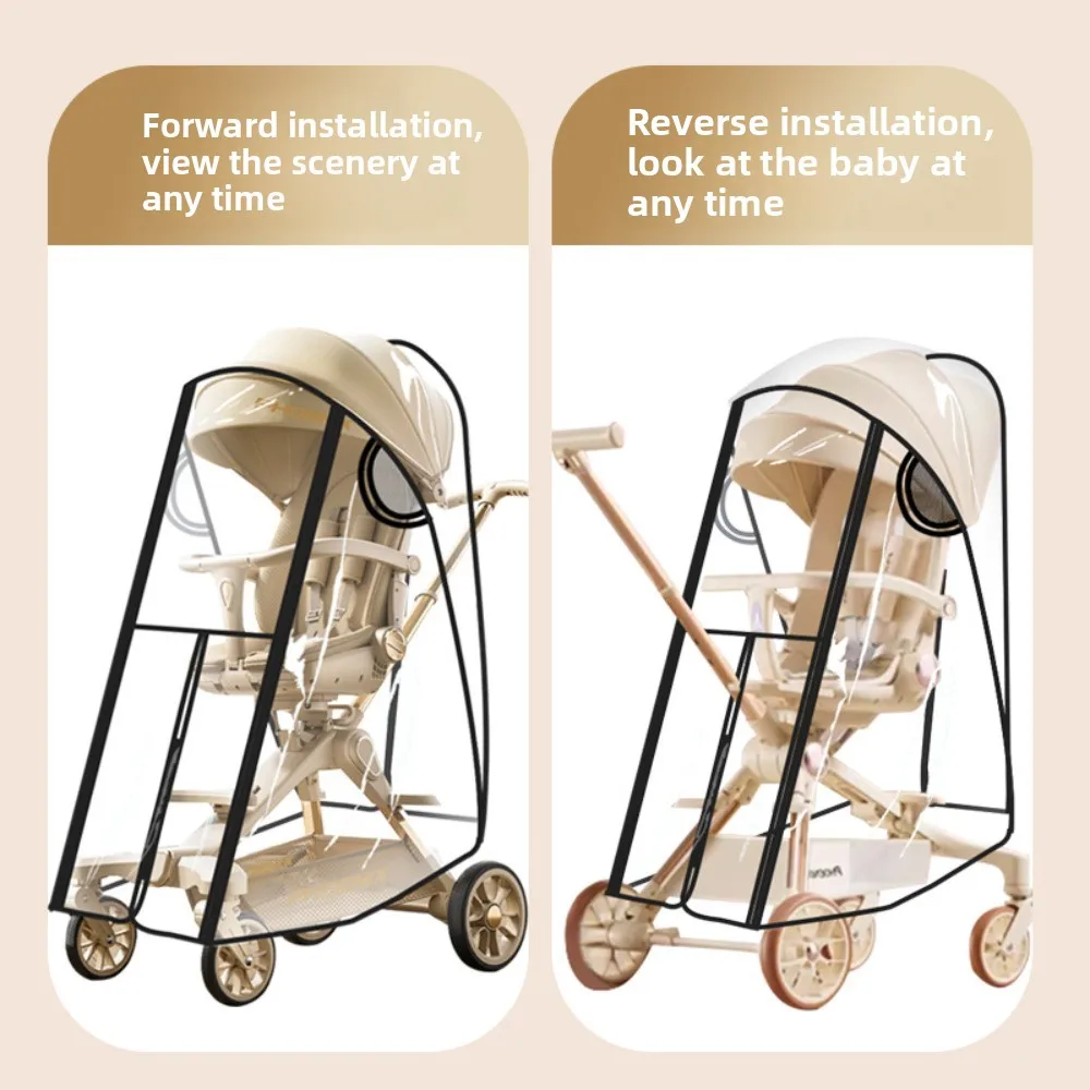 Transparent Baby Strollers Rainproof Cover Waterproof Windproof Baby Pram Rain Cover Nobstructed View Travel Pushchair Raincoat