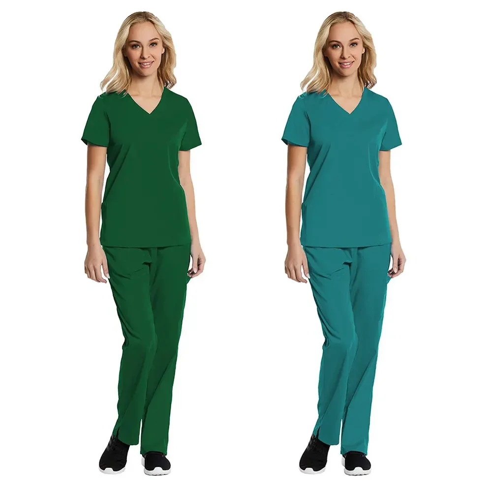 Macacão cirúrgico de manga curta com decote em v feminino, roupa para lavar as mãos, sala cirúrgica, desgaste dos enfermeiros, Europa e Estados Unidos