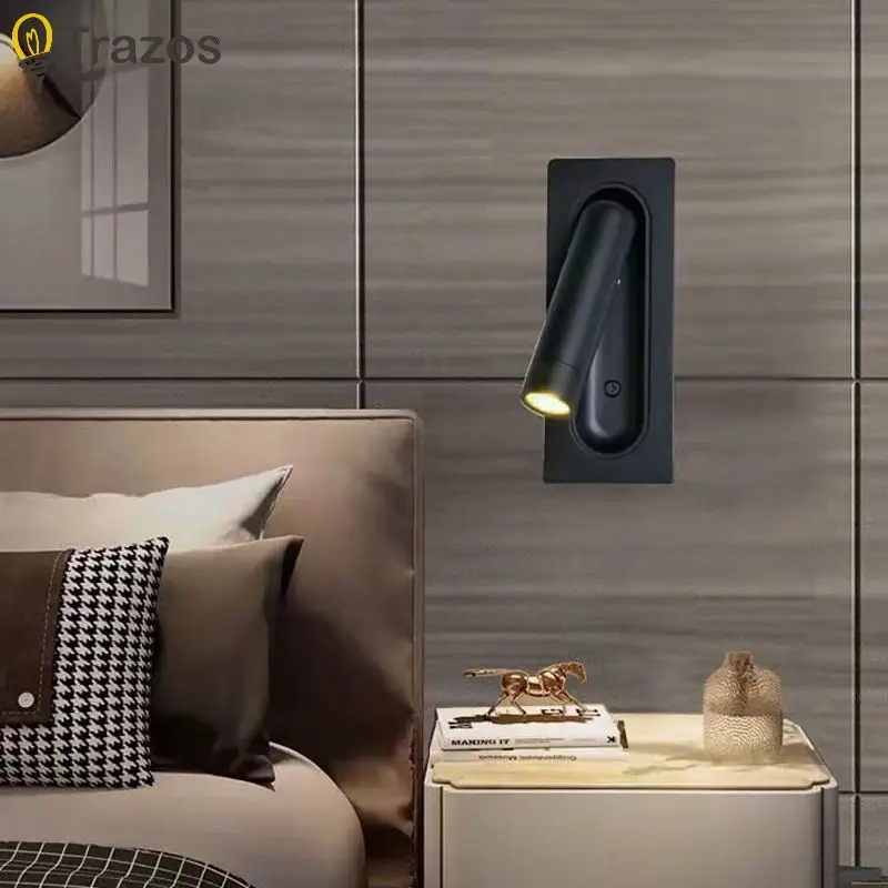 

Modern Simple Hotel Room Bedroom Bedside Lamp Living Room Study Reading Lamp Embedded Eye Protection Rotatable Wall Lamp