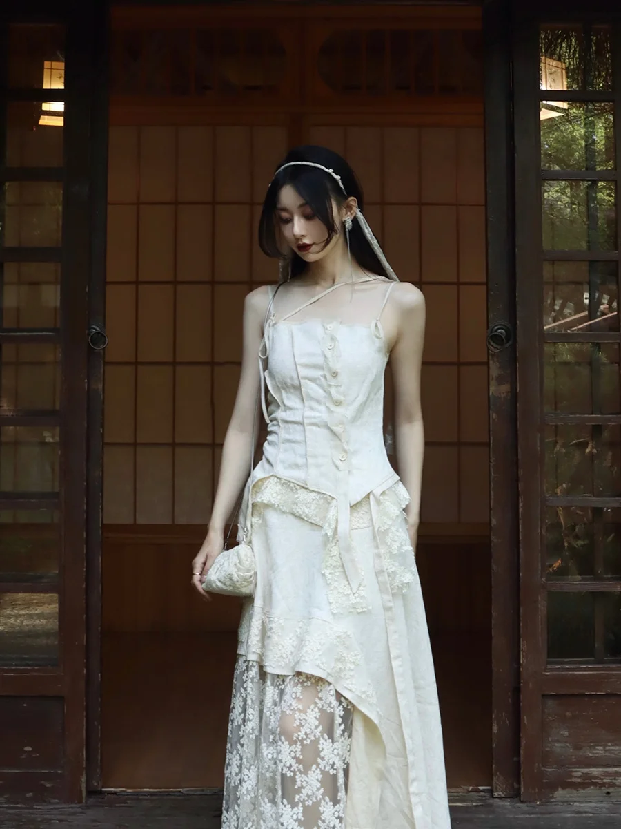 

ONMOON Summer Lace Splicing Pure Desire Fairy ter Ne Design Sle Хлопковая майка Csole Base Женская мода