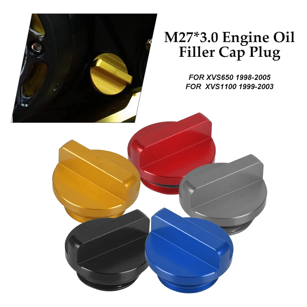 

M27*3.0 Engine Oil Filler Cap Plug FOR YAMAHA XVS650 1998-2005 XVS1100 1999 2000 2001 2002 2003 Motorcycle Accessories Parts