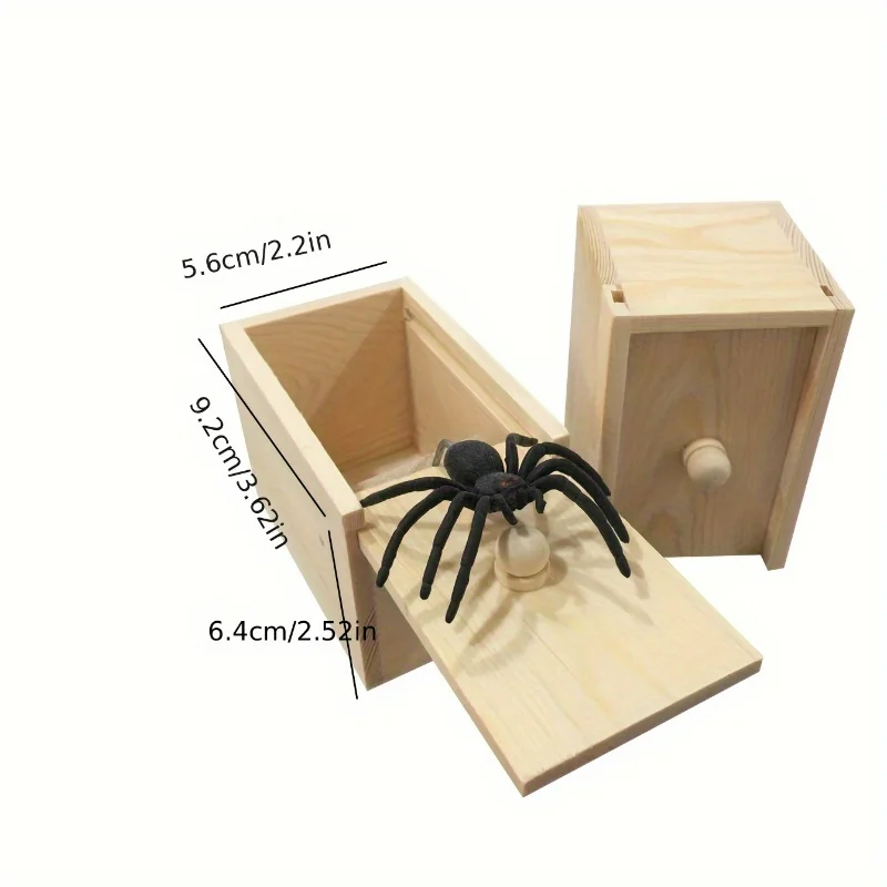 Hot Sale Trick Spider Funny Scare Box Wooden Hidden Box Quality Prank Wooden Scare Box Fun Game Prank Trick Friend Office Toys