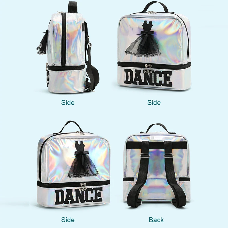 Laser Backpack Bags Ballet Girls Dance Schoolbags Double Shoulder Wet Pocket Kids Storage Latin Ballerina Bags Children