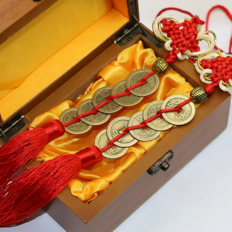 wholesale -20P TOP COOL gift Pocket mascot  efficacious fortune Mascot Money Drawing FENG SHUI lucky copper cash Chinese knot