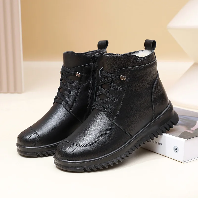 GKTINOO Winter Women Short Wool Fur Warm Snow Boots Casual Shoes 2024 Waterproof Ankle Boots Flats Platform Ladies Shoes Botas